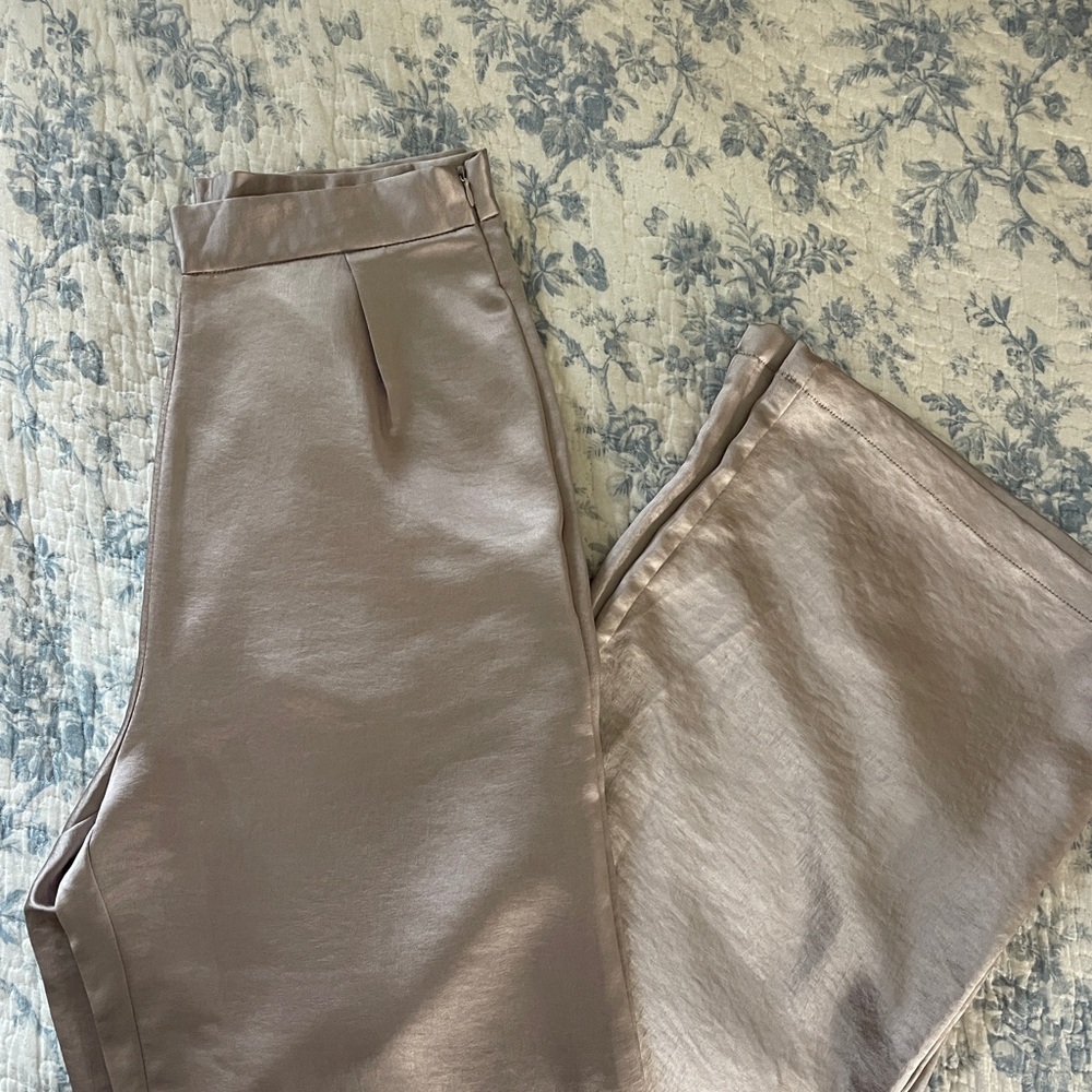 Nasty Gal ‘Whatever Satins’ Wide Leg Trousers Mauve